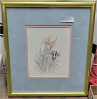 FRAMED & MATTED IRIS FLORAL PICTURE