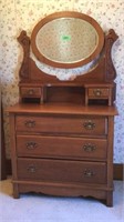 Vintage wood dresser. 37x17x64. Crack in left