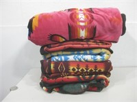 Five Assorted Throw Blankets Largest 62"x 77"