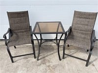 Glass top patio table & 2 chairs