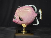 Porcelain fish sculpture, mounted