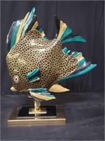Porcelain fish sculpture, mounted, made in Italy
