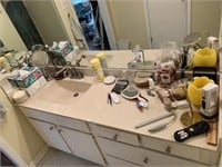 Misc Contents on Bathroom Counter, Iron Board, ect