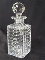 Signed crystal decanter, 10" h. x 3 3/4" sq.
