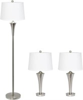 3-Piece Lamp Set, Floor Lamp and Table Lamp Combo