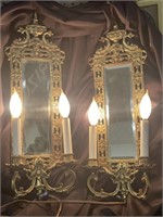 Pair of vintage electrified brass sconces