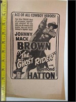 JOHNNY MACK BROWN MOVIE LOBBY POSTER - THE GHOST