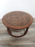 Mid century faux leather top round coffee table