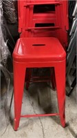 7 X MONEY METAL STACKING STOOL 26" RED PATIO