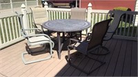 48" round patio table & 5 chairs. 3 different