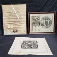 Group of engraving and prints, all as is