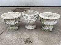 3 concrete planters