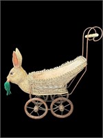 Antique wood bunny doll stroller