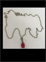 8 X 10 RUBY SILVER MOUNTED  NECKLACE