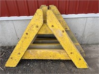 4 yellow wood saw horse stands