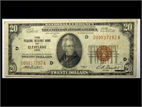 1929 $20 CLEAVELAND NATIONAL CURRENCY