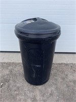 Critter proof black garbage can on wheels