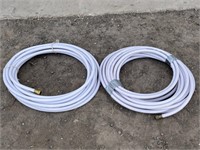 2 white garden hoses