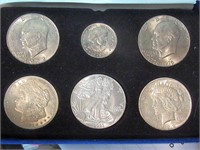 100 YEAR SIX PIECE COIN SET IN CASE - 3 SILVER