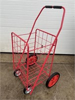 Red metal grocery cart