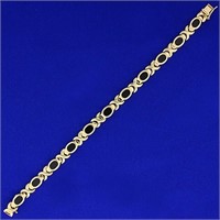 Onyx Line Bracelet in 14K Yellow Gold