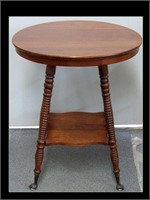 ANTIQUE ROUND BALL & CLAW FOOT LAMP TABLE-REFINISD