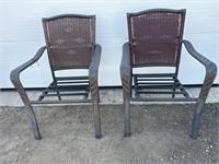 2 metal frame stacking patio chairs