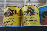 2 PENNZOIL MOTOR OIL CANS - FULL