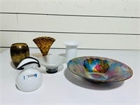 (6) Art Glass Vases & Bowls