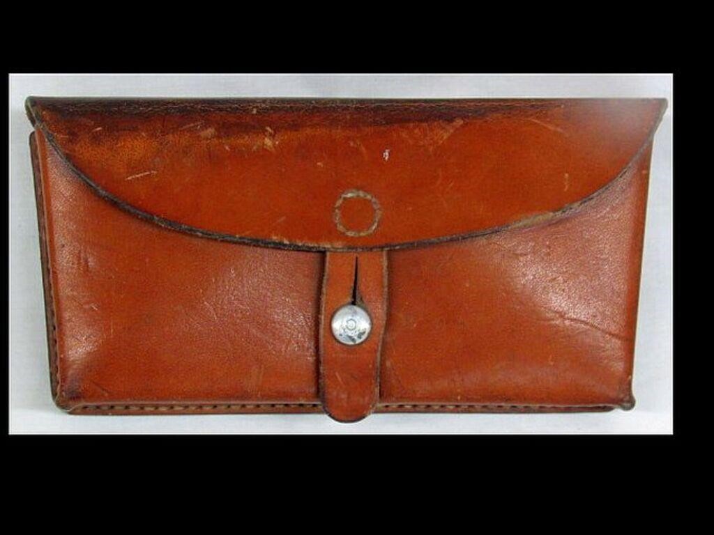 LEATHER MILITARY BELT PACK MARKED K. WEIS 65