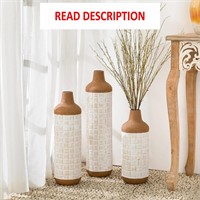 $140  Tall Terra Cotta Texture Metal Vase Set of 3