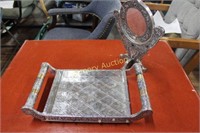 INDIAN DECORATIVE TRAY AND MIRROR