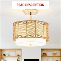 $60  3-Light Gold Rattan Flush Ceiling Fixture