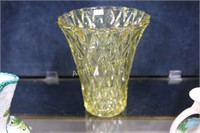 YELLOW PRESSED GLASS VASE