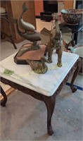 Marble Top Table 20x20x15", Brass Elephant,