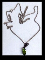 PERIDOT SET IN SILVER NECKLACE