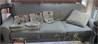 82" Light Green Sleeper Sofa. Items On Top Not