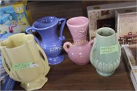 4 VINTAGE POTTERY VASES - 4 1/2" - 5" 2 McCOY