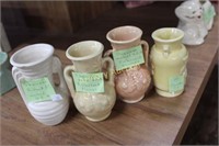 4 SHAWNEE POTTERY VASES - 4 1/2" - 5"