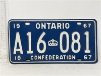 License plate- 1967 Ontario
