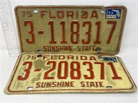 2 License plates- 1975 Florida