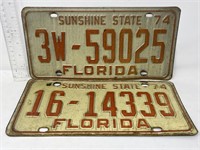2 license plates- 1974 Florida
