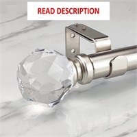 $40  Silver Curtain Rod  Faceted Finials  28-48 in