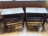 Pair MCM Bentwood Bamboo Side Tables