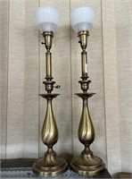 Pair MCM Rembrandt Brass Table Lamps