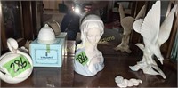 5 Lladro Figurines. Bell, Swan, Woman, Sleeping