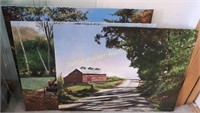 3 Signed Paintings On Board. Covered Bridge,
