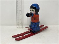 Wind Up skier tin toy