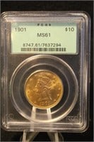 1901 Certified $10 Pre-33 Gold Liberty Head Coin