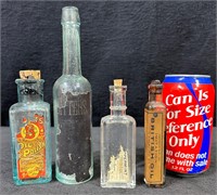 Antique Medicine,Oil & Polish Glass Bottle-Lot